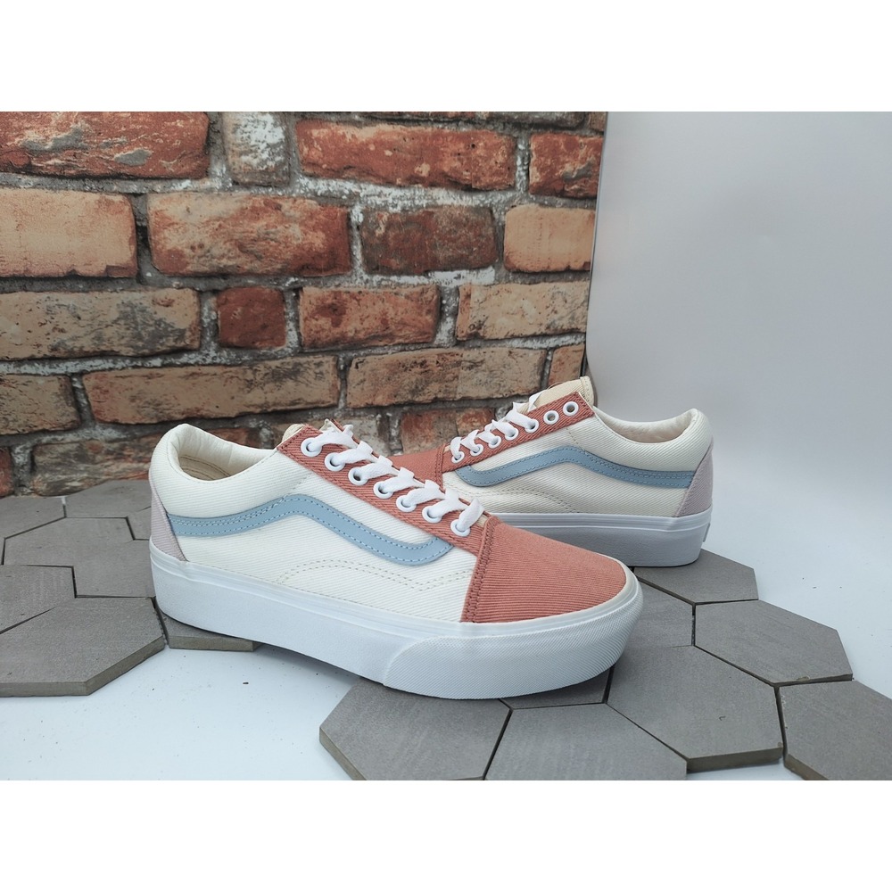Vans Old Skool Platform Corduroy Brown Pink Autumn Sneakers Women 8 Stack Fall